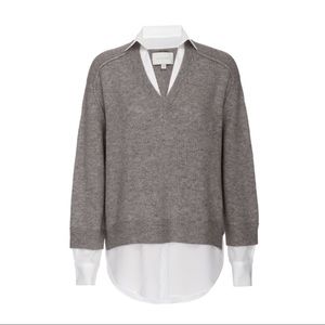 Brochu Walker The Looker Layered V-Neck in Otter Melange (Gray) Size Small